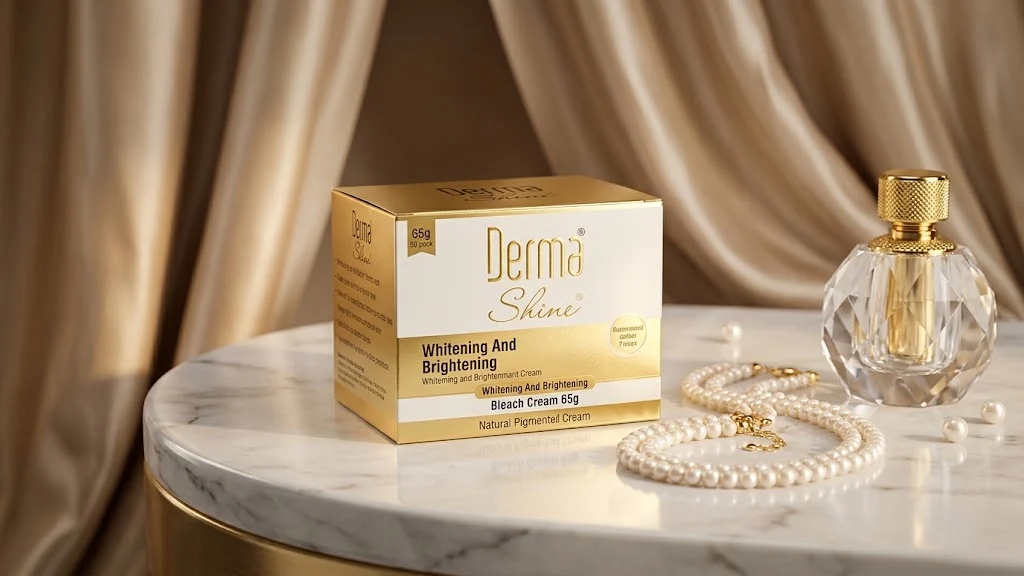 Derma Shine Whitening And Brightening Bleach Cream (65g) - Luxury Skin Radiance Formula 24K Gold